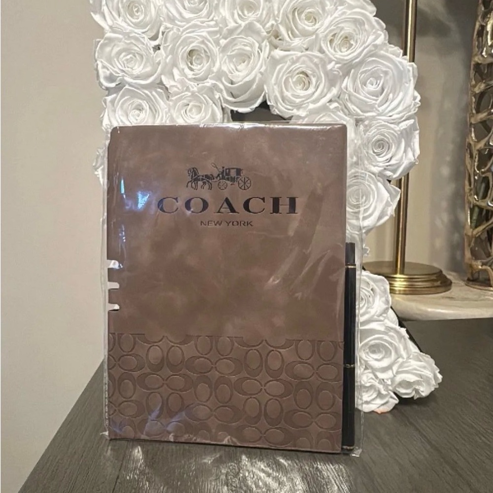 Coach New York promotional item with purchase  brown logo embossed journal w/pen